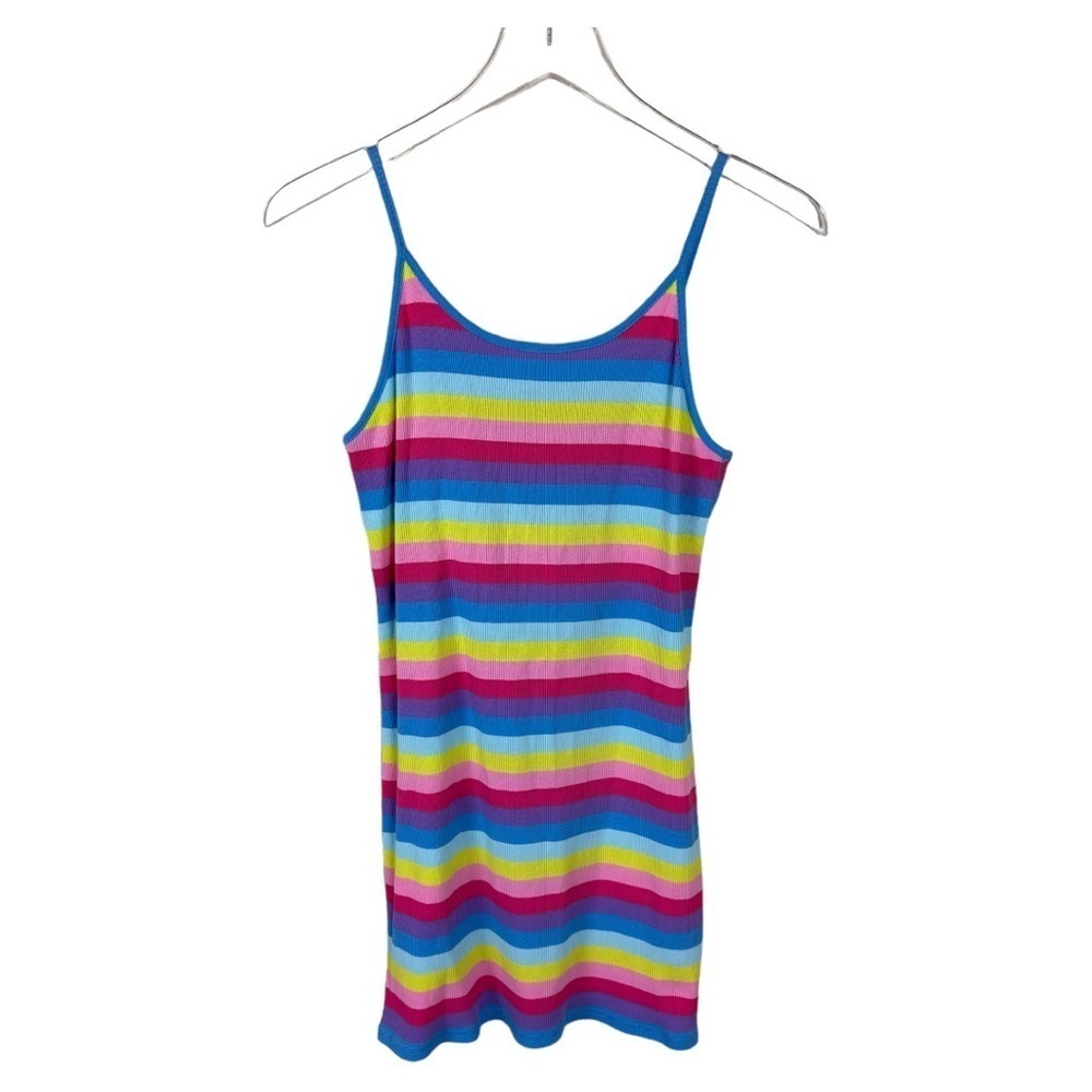 SUNDOWN BY SPLENDID MULTICOLORED STRIPE SPAGHETTI STRAP MINI DRESS